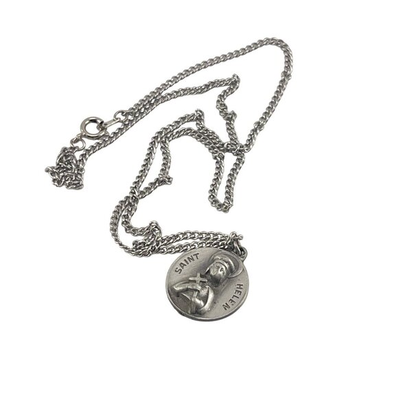 Saint Helen Silver Tone Religious Necklace - Picture 3 of 8